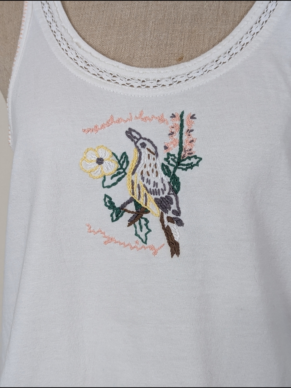 We The Free White Cotton Embroidered Tank with Bird - Picture 7 of 12